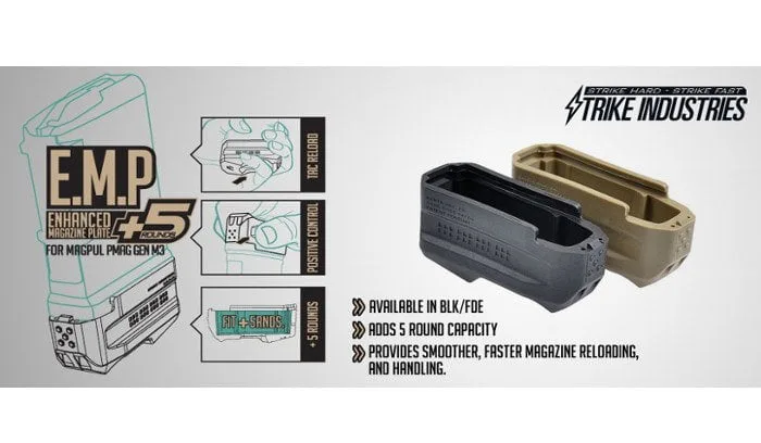 Strike Industries - Stopka magazynka Enhanced Magazine Plate +5 - PMAG M3 - Czarny - SI-EMP+5-BK — zdjęcie 2