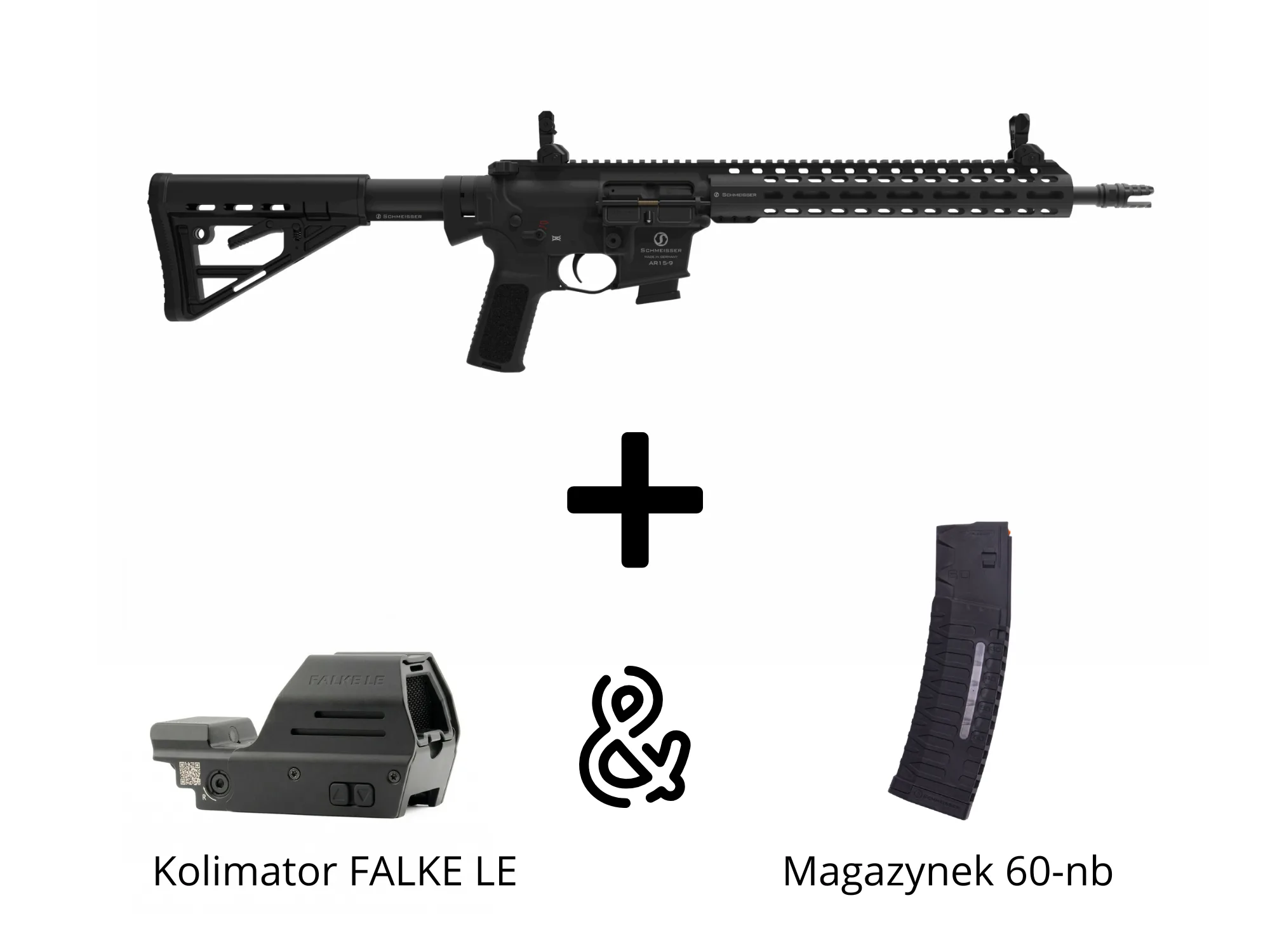 Schmeisser AR15-9 M4FL 14.5" kal. 9x19mm w zestawie z kolimatorem FALKE LE i magazynkiem 60nb