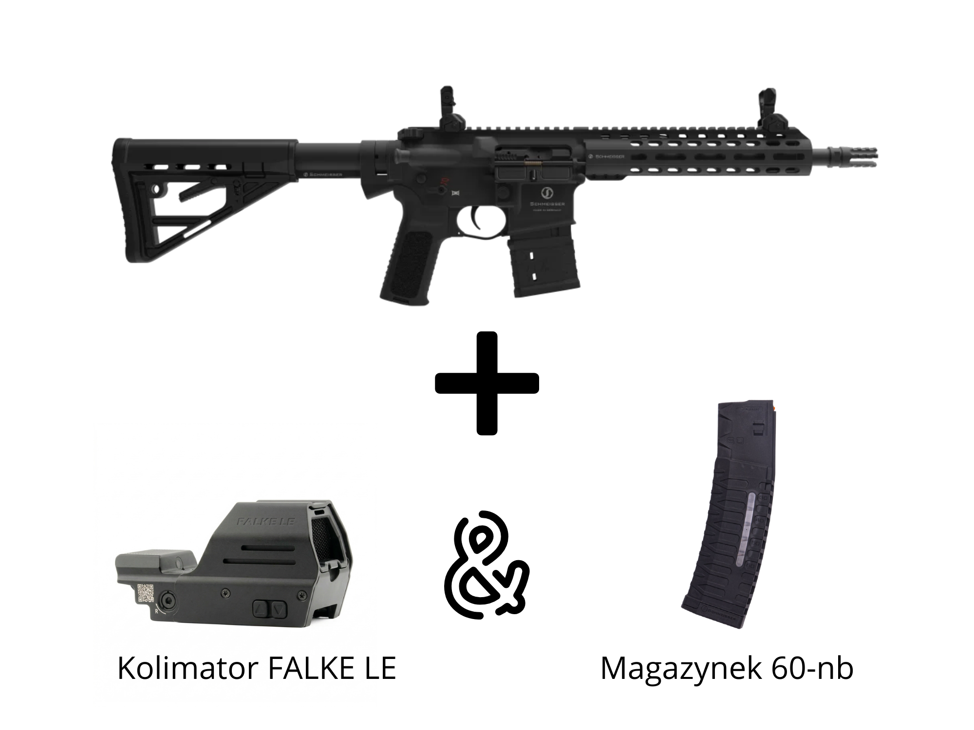 Schmeisser AR15 S4F 10,5" kal.223Rem w zestawie z kolimatorem FALKE LE i magazynkiem 60nb