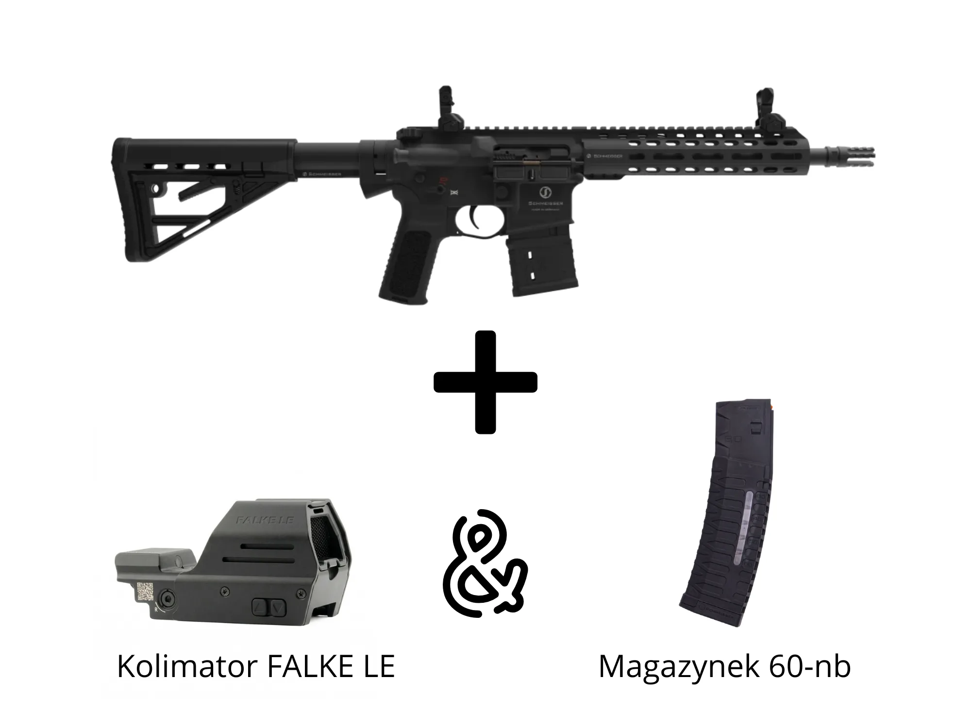 Schmeisser AR15 S4F 10,5" kal.223Rem w zestawie z kolimatorem FALKE LE i magazynkiem 60nb
