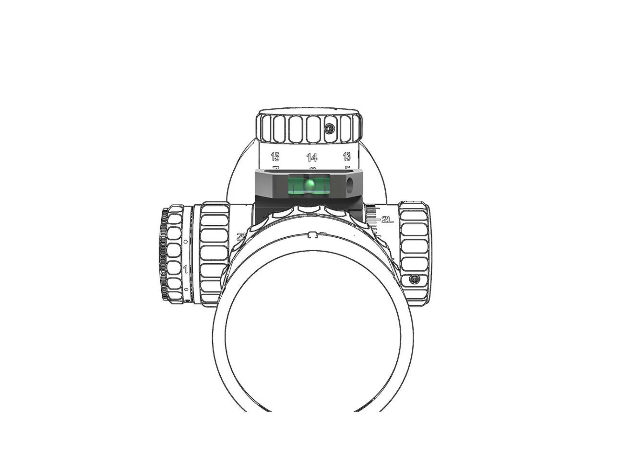 Vector Optics - Poziomica do lunety ze szkłem powiększającym X-ACCU - 30 mm - Czarny - SCTR-01