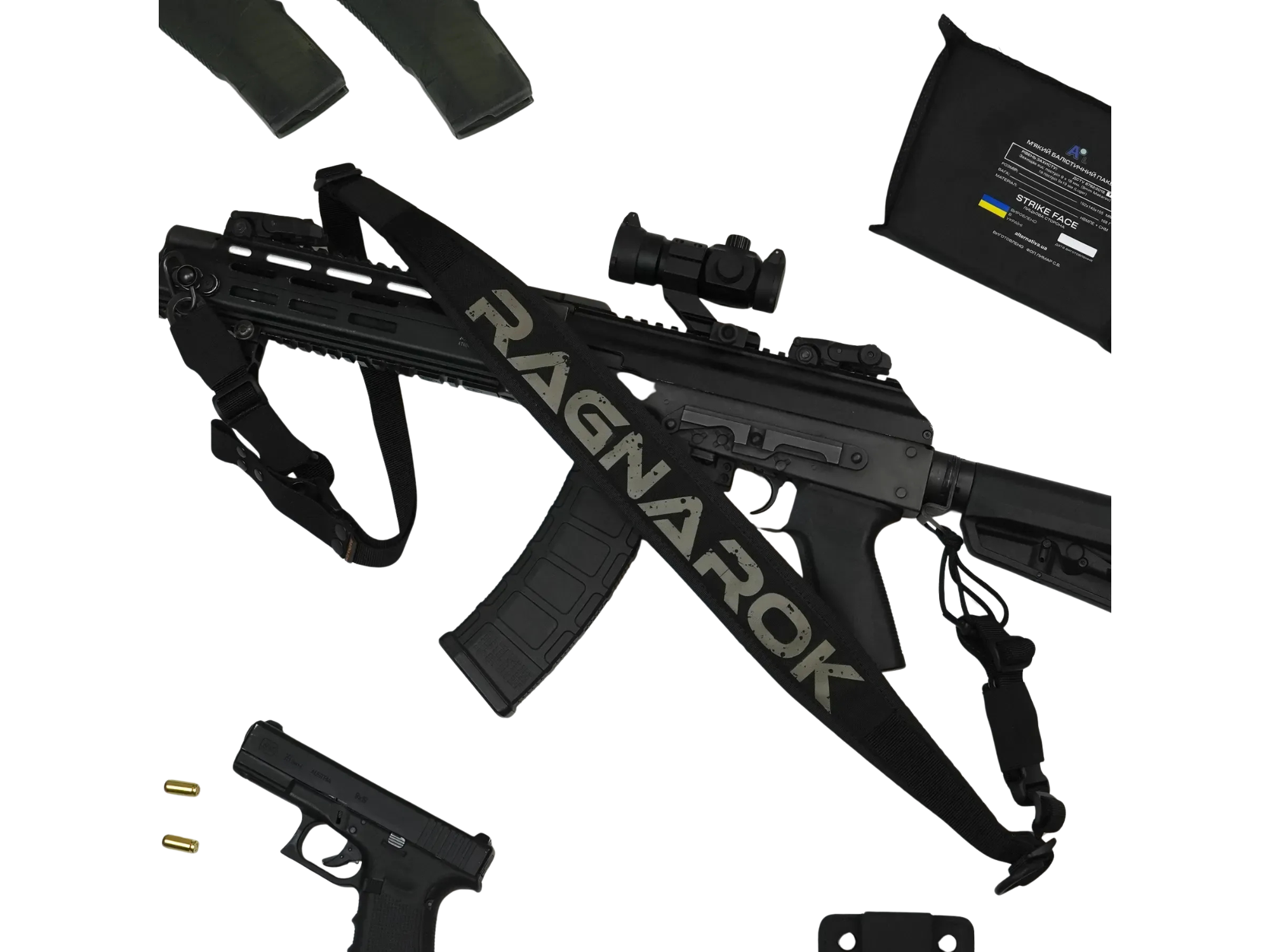 Jedno-dwupunktowy pas do AR15 z szerokim naramiennikiem RAGNARR Gen.II Black