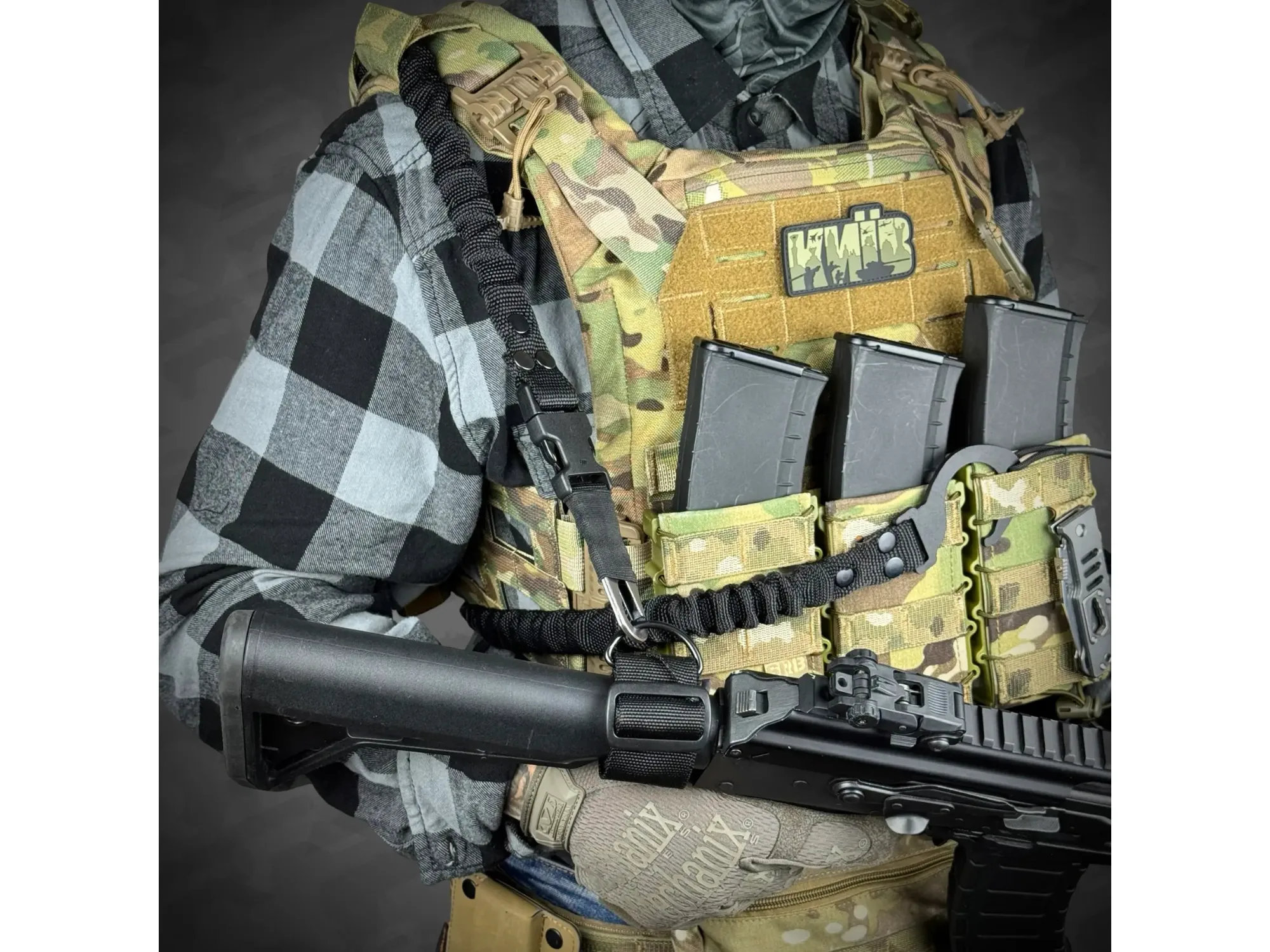 Jednopunktowy pas do AR15 z zestawem mocowań do kamizelki taktycznej RAGNAROK THOR Black — zdjęcie 4