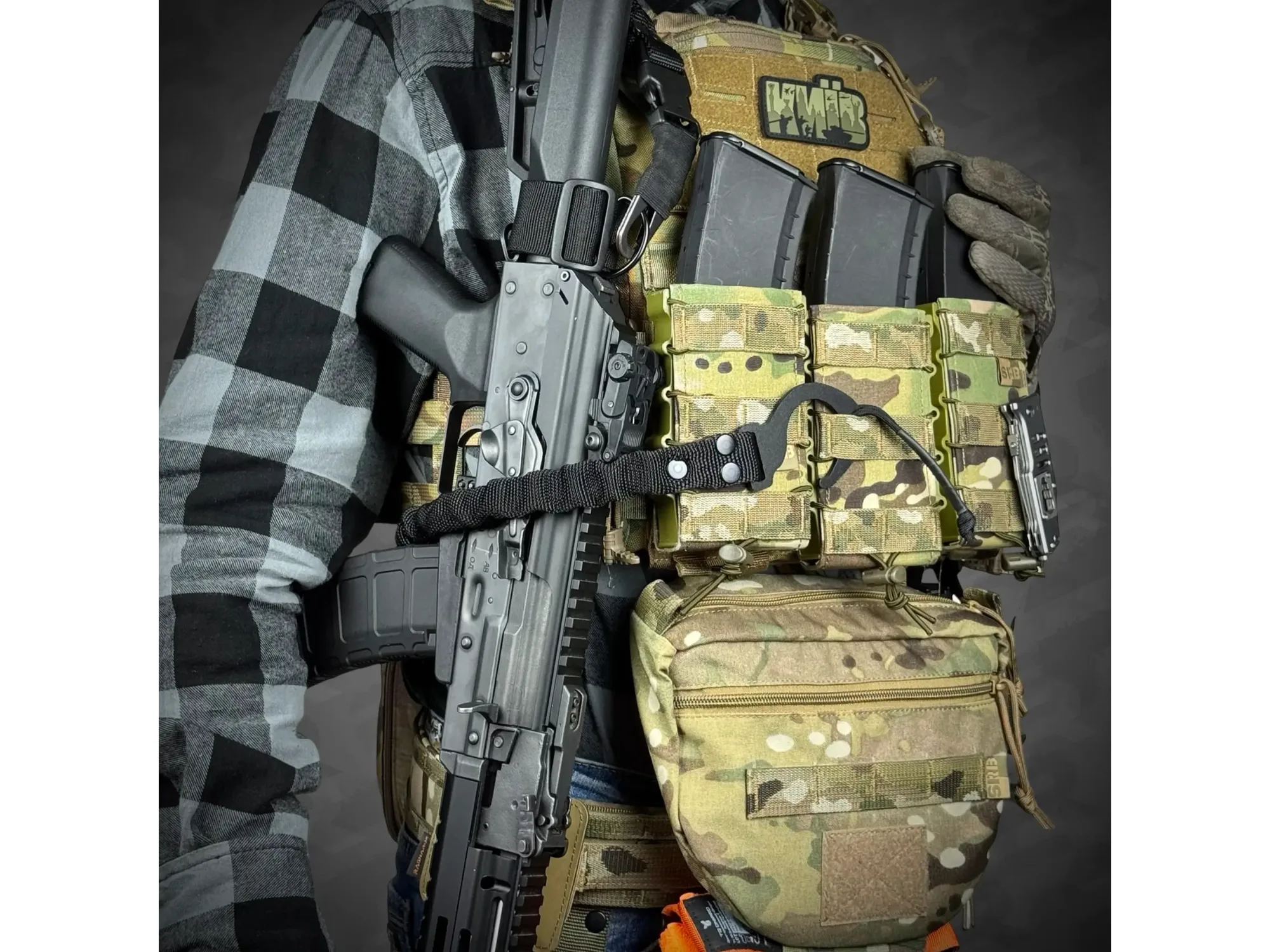 Jednopunktowy pas do AR15 z zestawem mocowań do kamizelki taktycznej RAGNAROK THOR Black — zdjęcie 2