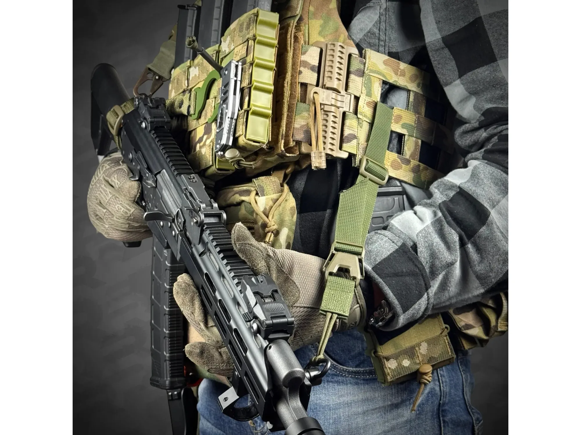 Jednopunktowy pas do AR15 z zestawem mocowań do kamizelki taktycznej RAGNAROK THOR Olive — zdjęcie 4