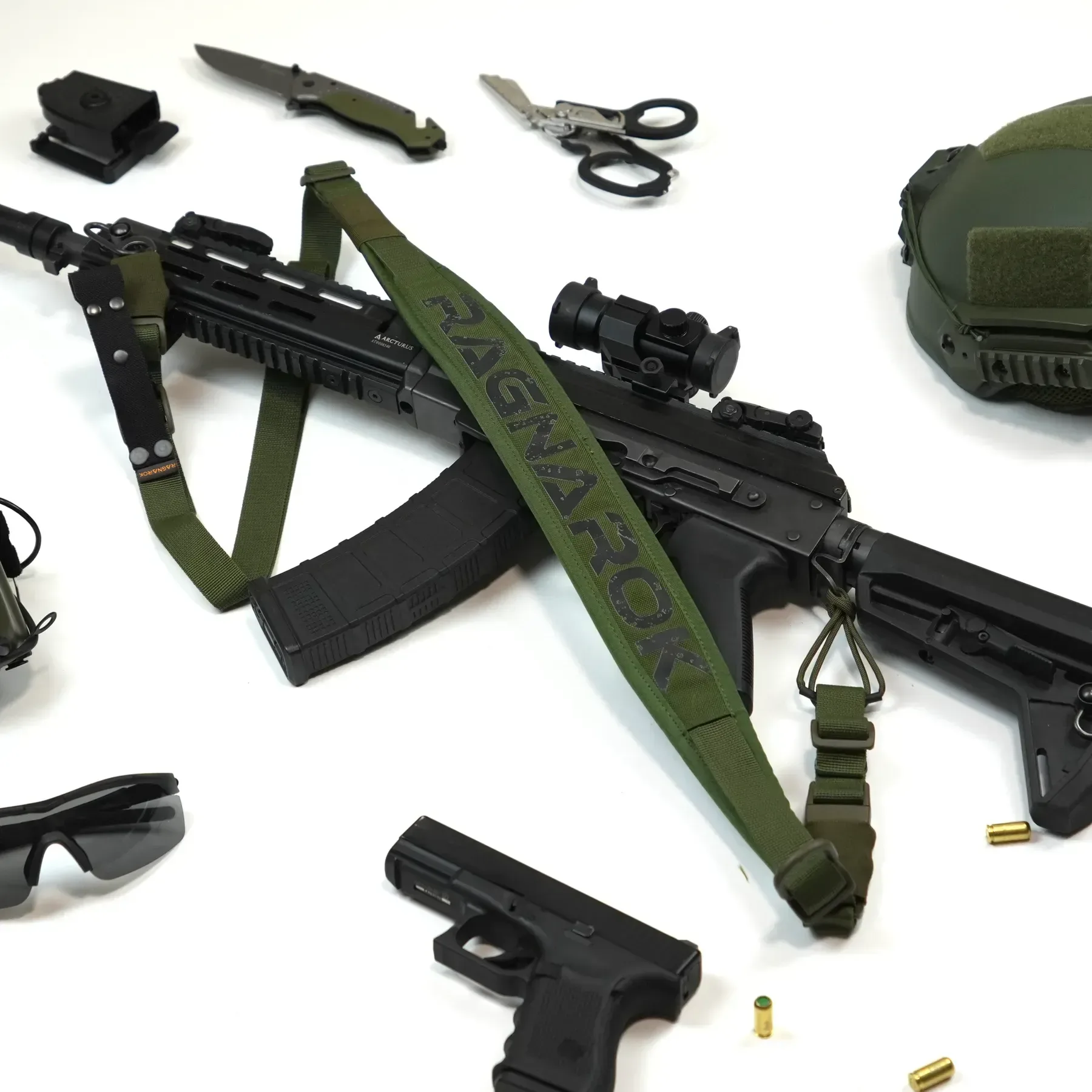 Jedno-dwupunktowy pas do AR15 z szerokim naramiennikiem RAGNARR Gen.II Olive