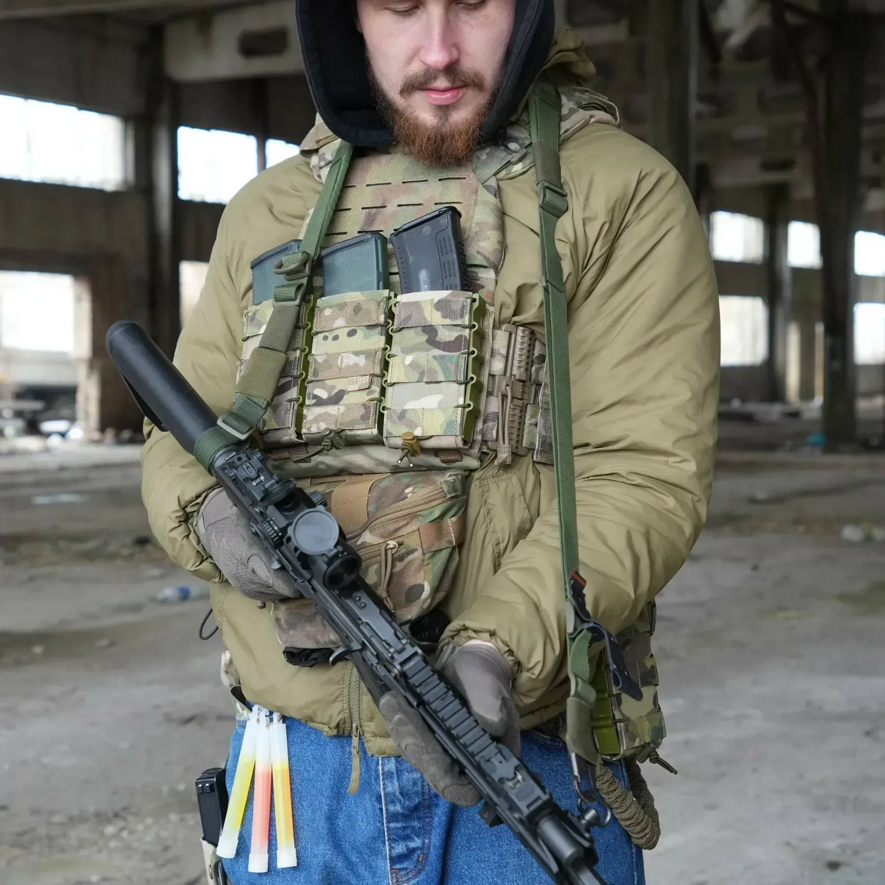 Jedno-dwupunktowy pas do AR15 z szerokim naramiennikiem RAGNARR Gen.II Olive — zdjęcie 4