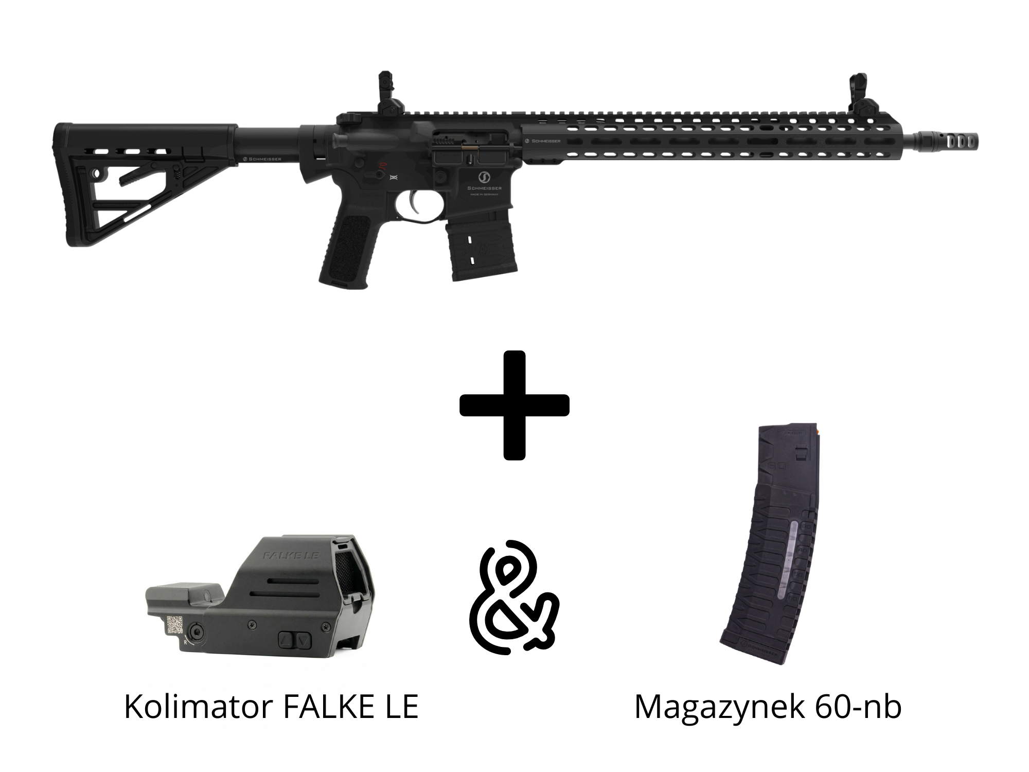Schmeisser AR15 Dynamic L 14,5″ kal. .223REM/5.56 NATO w zestawie z kolimatorem FALKE LE i magazynkiem 60nb