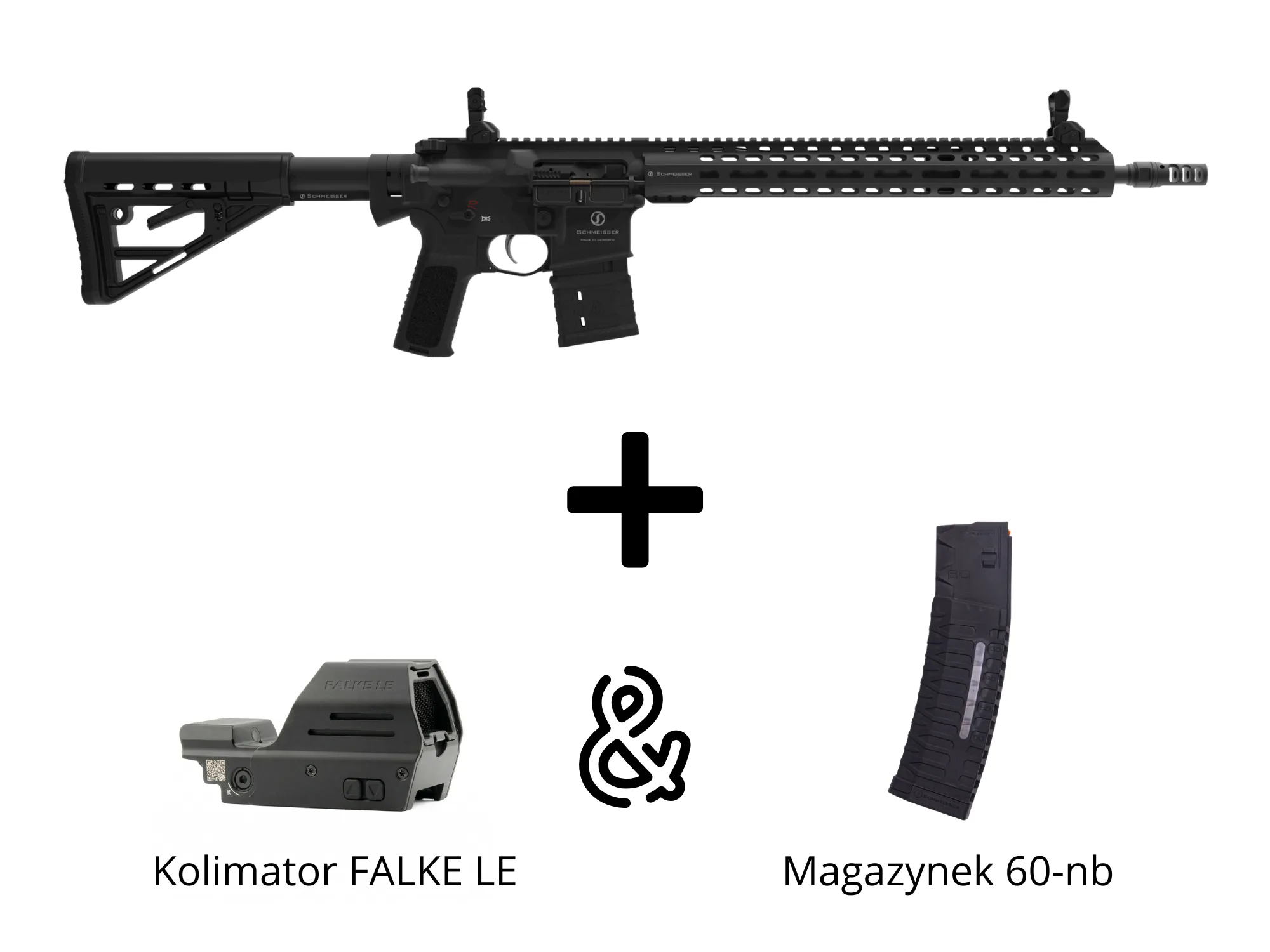 Schmeisser AR15 Dynamic L 14,5″ kal. .223REM/5.56 NATO w zestawie z kolimatorem FALKE LE i magazynkiem 60nb