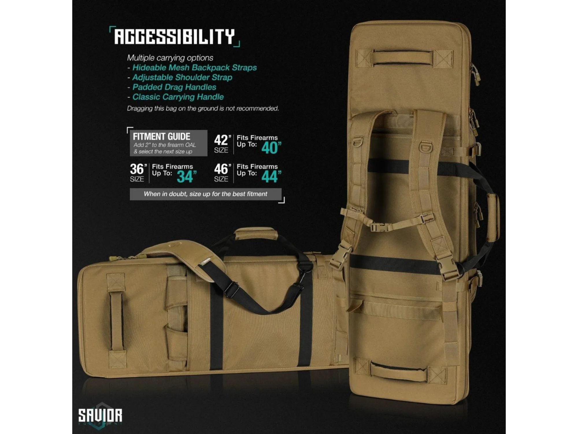 Savior – Torba Double Rifle Bag – Specialist Series – 36″ – Tan – RB-3613DG-WS-TN — zdjęcie 6