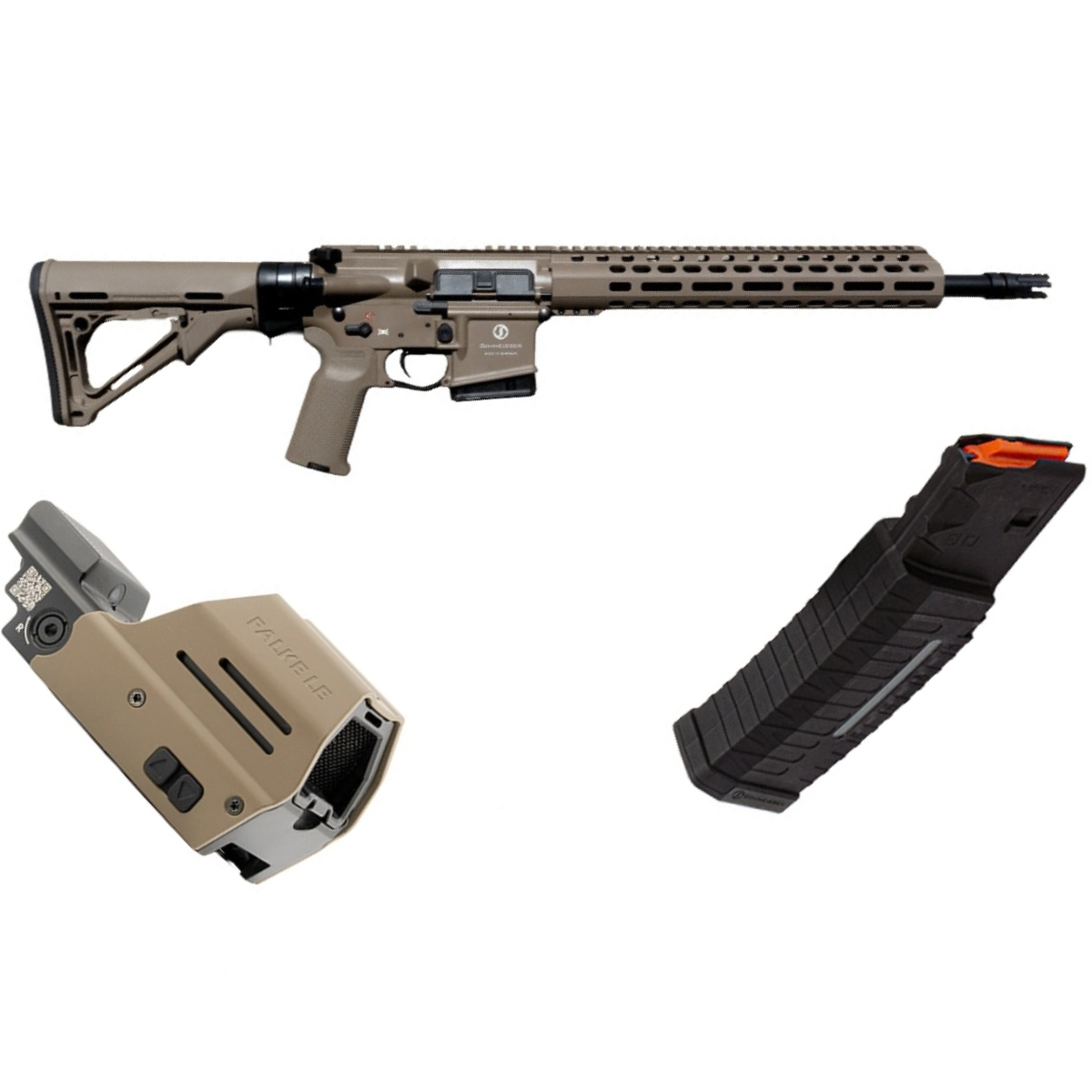 Schmeisser AR15 M4FL 14,5″ FDE .223REM/5.56 NATO w zestawie z kolimatorem FALKE LE i magazynkiem 60nb (Kopia)