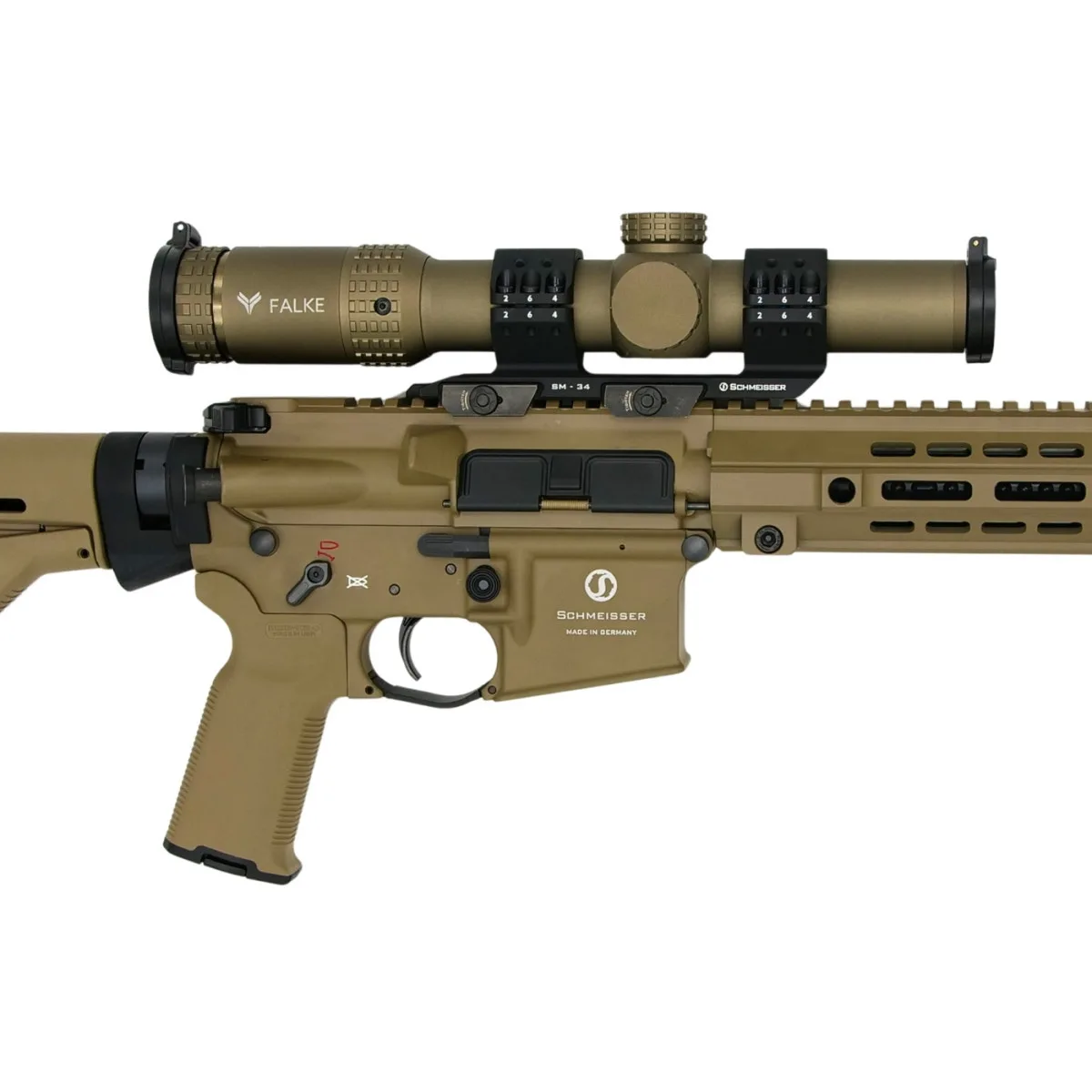 Schmeisser AR15 Solid 12,5″ FDE w zestawie z lunetą Falke .223REM/5.56 NATO